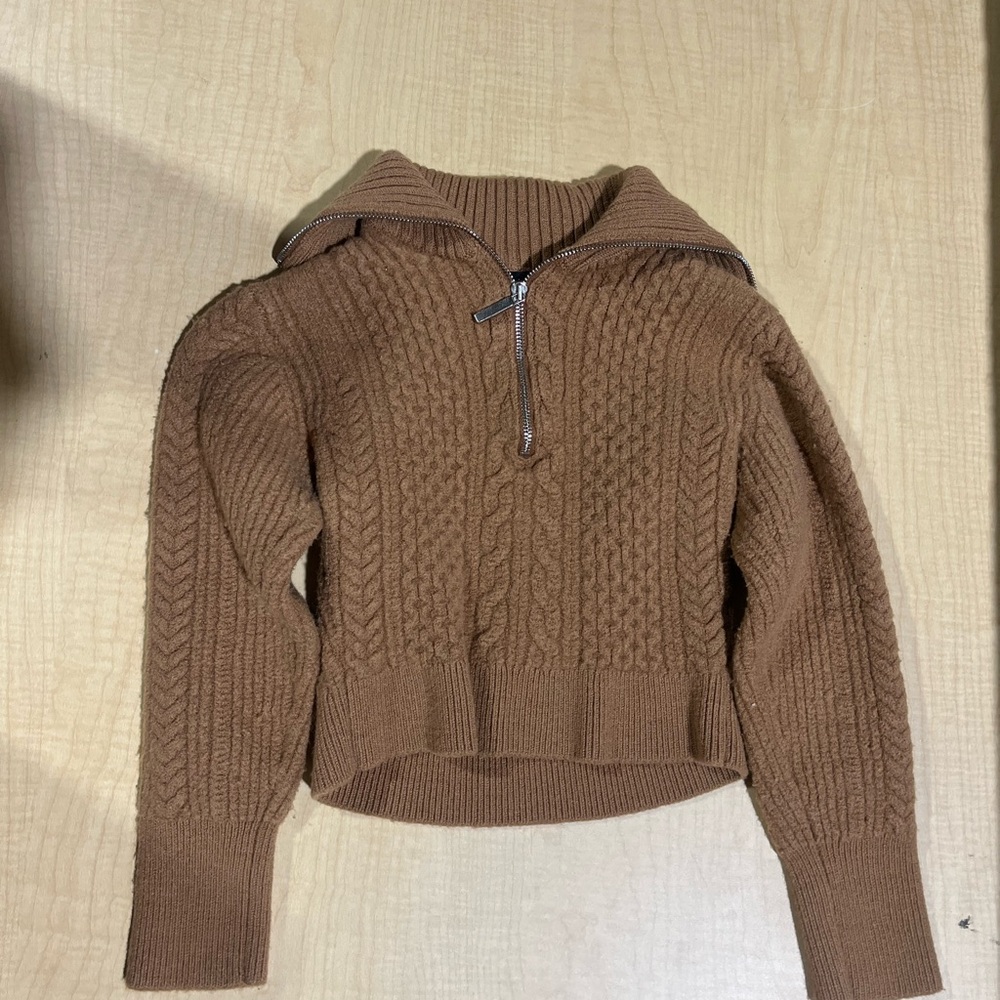Cozy Brown Cable Knit Sweater